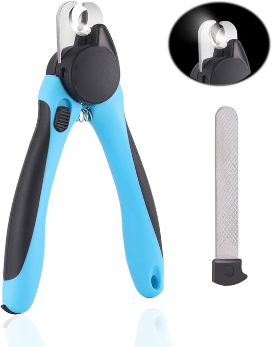 WIGERLON Dog Nail Clippers with Light,Pet Nail Clippers for Large Dog or cat,Dog Nail Trimmers with Quick Sensor Light, Blue