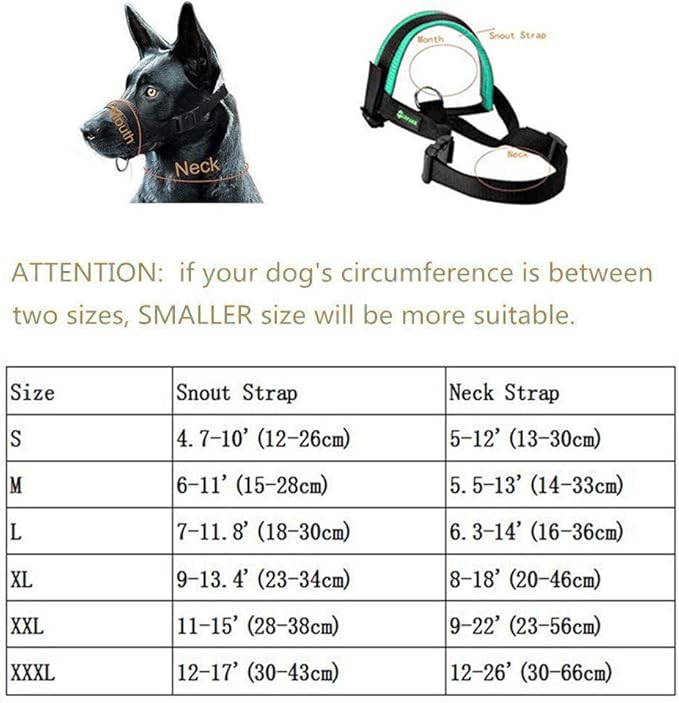 Lepark Nylon Dog Muzzle for Small,Medium,Large Dogs Prevent from Biting,Barking and Chewing,Adjustable Loop(M/Green)