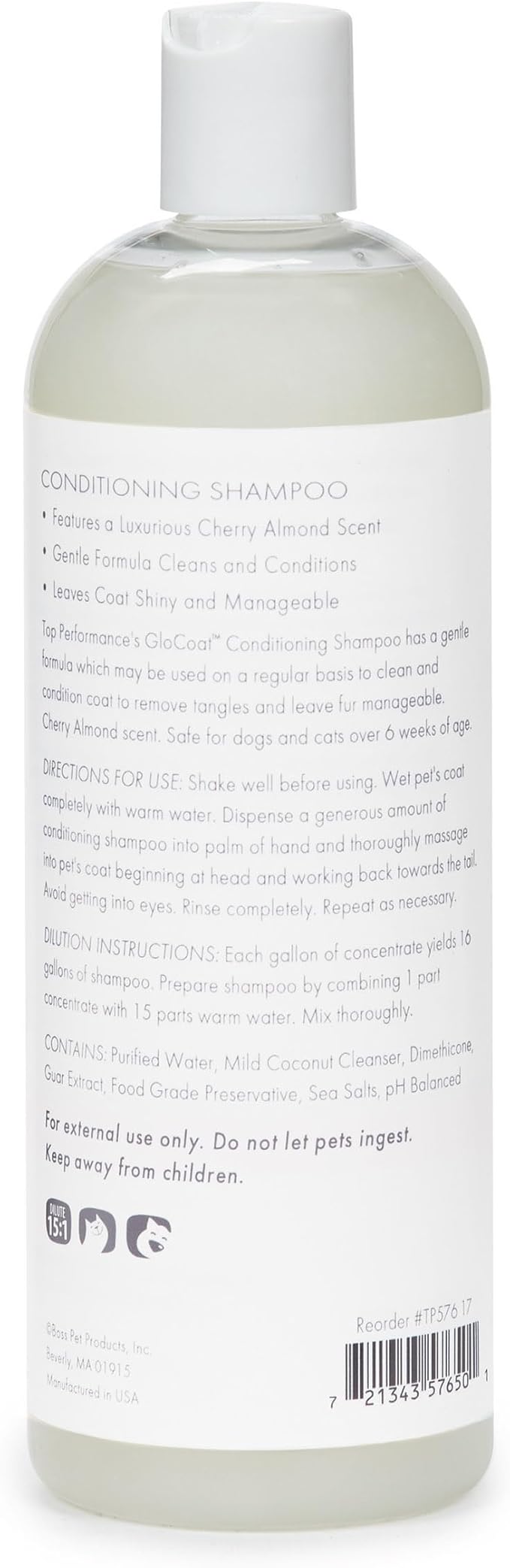 Top Performance GloCoat Conditioning Dog Shampoo 17 Oz. Bottle – Works to Eliminate Tough Tangles for Easy Combing Out