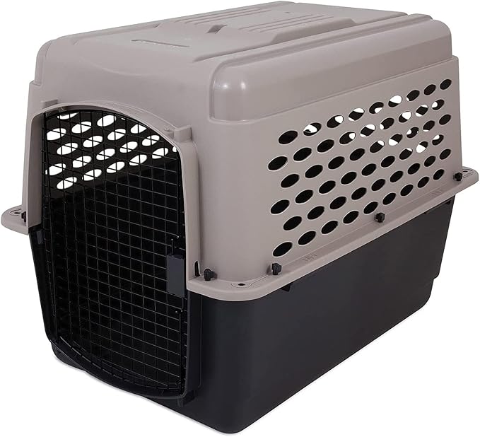 Petmate Vari Dog Kennel 36" and Petmate Double Diner Kennel Bowl, Gray, Small