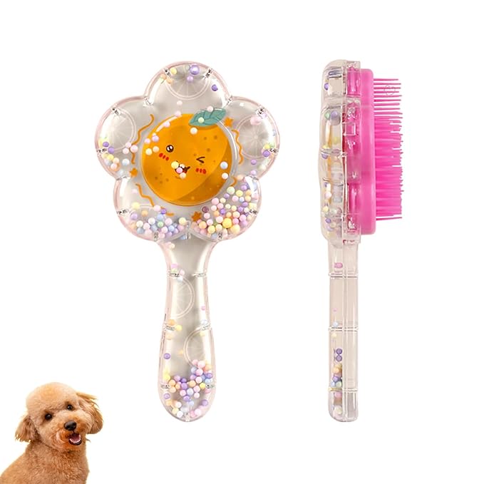 Soft Dog Brush for Small Dogs | Gentle Puppy Brush for Yorkies, Shih Tzus, Maltipoos & Maltese | Pet Hair Removal Brush with Soft Bristles | Dog Brush for Shedding (Pink Orange)