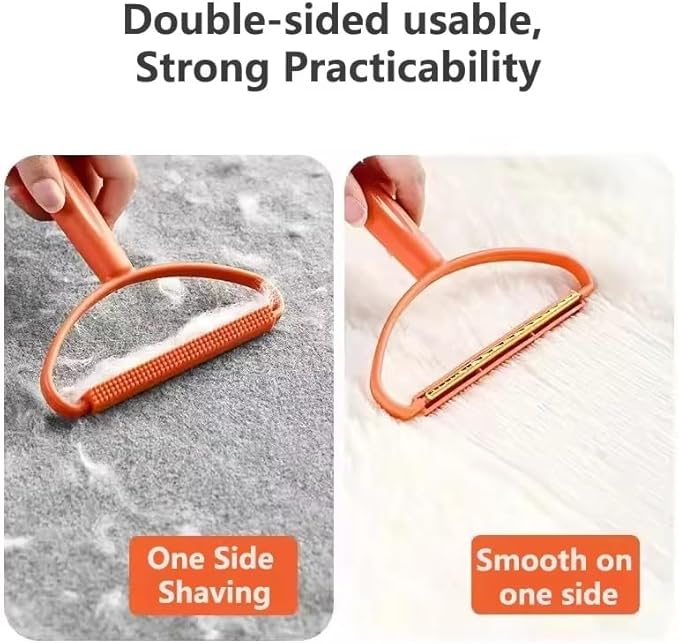 Pet Hair Removal Tool, 2-Sided with Shave and Smooth Surfaces, Large Size, Pet Cleaning Brush for Furniture (Orange)