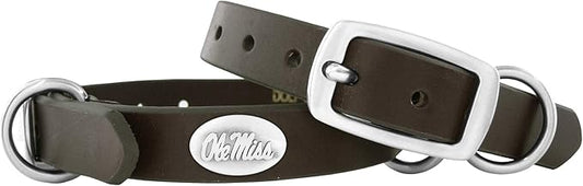 Zep-Pro Brown Leather Concho Pet Collar, Ole Miss Rebels, Small