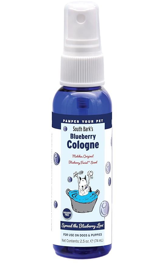 South Bark's Original Blueberry Pet Cologne 2.5 oz. For Dogs | Long-Lasting Odor Eliminator | Made in USA | Same Scent As The Famous Blueberry Facial®