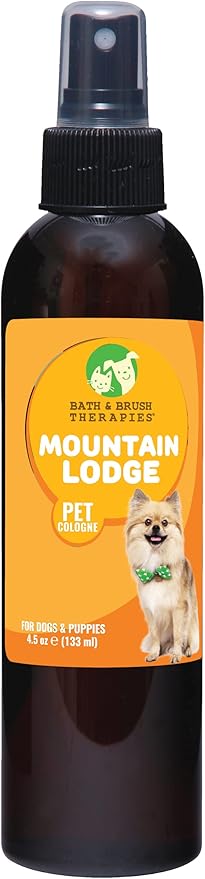 Showseason Bath & Brush Therapies® Mountain Lodge Pet Cologne 4.5 oz For Dogs | Long-Lasting Odor Eliminator | Paraben-Free | Biodegradable & Non-Toxic | Made in USA