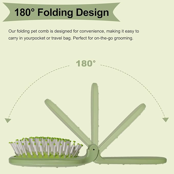 Foldable Cactus Puppy Brush Small Dogs Soft Bristles Grooming Tool Yorkie Shih Tzu Maltipoo Maltese (Light Green)
