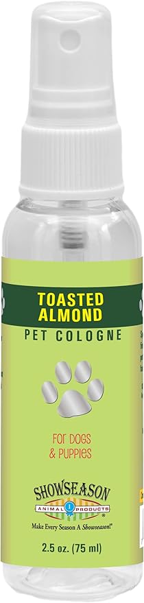 Showseason® Toasted Almond Pet Cologne 2.5 oz For Dogs |Travel Size | Long-Lasting Odor Eliminator | Cruelty-Free | Paraben-Free | Biodegradable | Made in The USA
