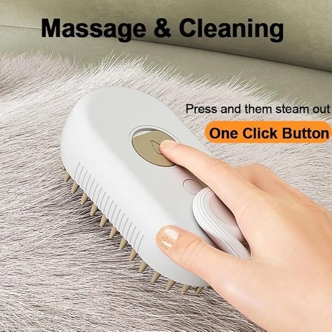 Pet Grooming Steam Brush for Dogs and Cats, Rechargeable, Soft and Comfortable, Suitable for Long/Short Hair (Rose Gold)