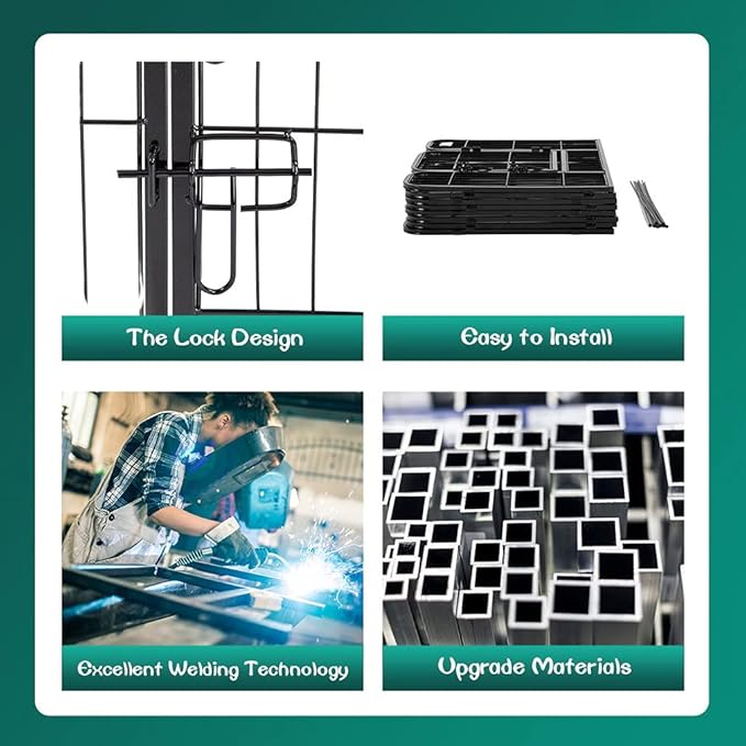 Pet Playpen Exercise Pen Dog Fence Animal Kennel Cage Yard Travel Camping Wire Metal Portable Folding Indoor Outdoor Crate for Dogs with Door 24inches 16 Panels,Black