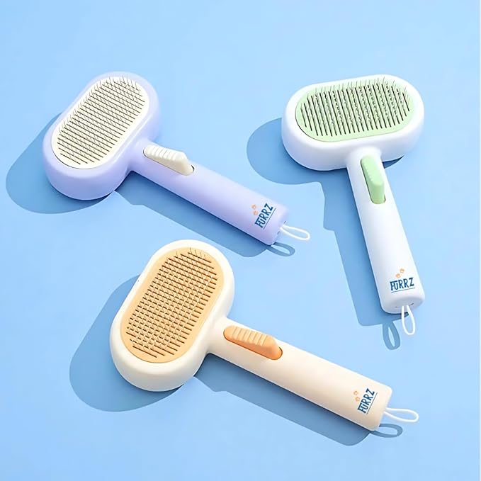 Self-Cleaning Slicker Brush for Dogs & Cats – Effective Pet Grooming & Deshedding Tool, Gentle & Skin-Safe, Ideal Dog Brush for Small, Medium & Large Breeds (Yellow)