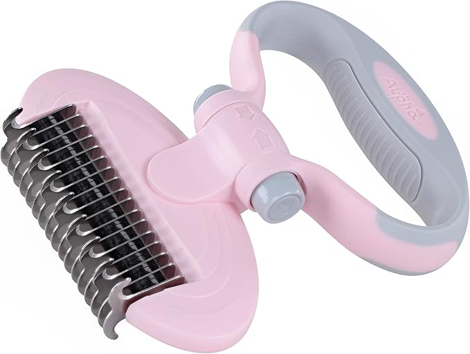 MiMu Dog Deshedding Brush with Smart Handle and Comb - Shedding Brush Dog Hair Undercoat Rake for Dog and Cat Grooming