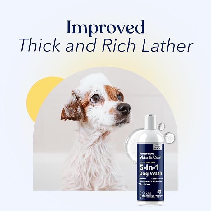 Honest Paws Dog Shampoo and Conditioner - Premium Dog Wash for Allergies and Dry, Itchy, Moisturizing for Sensitive Skin - Sulfate Free, Plant Based, All Natural -16 Fl Oz