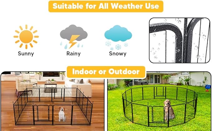 TMEE Dog Playpens 8/16 Panels Dog Pen Outdoor Indoor Dog Fence Exercise Pen 40 inch Height Pet Play Yard Gate with Doors for Large/Medium/Small Dogs, Pet Playpen for RV, Camping, Yard, 8 Pcs