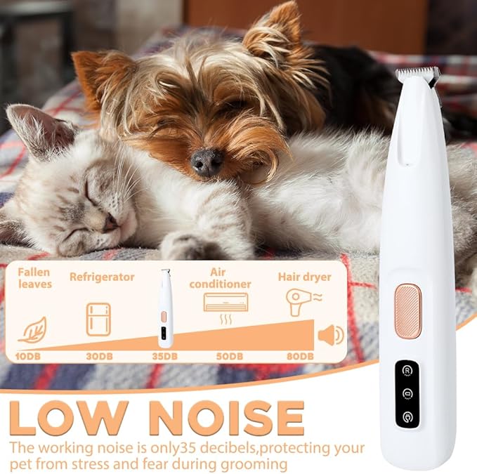 Saffory Paw Trimmer, Upgrade Multifunctional Pet Hair Clippers Waterproof Rechargeable Pet Shaver with LED Light, Pet Paw Trimmer for Paws Eyes Ears Face Rump (1PC), White