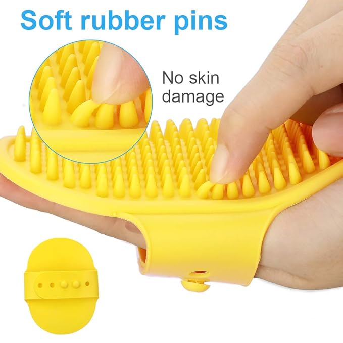Dog Grooming Brush, 2 Pack Pet Shampoo Bath Brushes with Adjustable Handle for Massage Shedding Long Short Haired Large Medium Small Dogs Puppy Cats (Blue and Yellow)