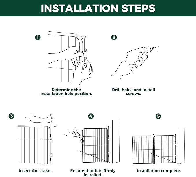 FXW Rollick 40 inch 8 Panels Dog Playpen & FXW Fence-to-Wall Anchors