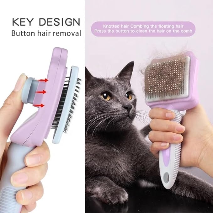 Self-Cleaning Pet Pin Brush with Sticky Beads, Removes Loose Fur and Tangles,pack of 2