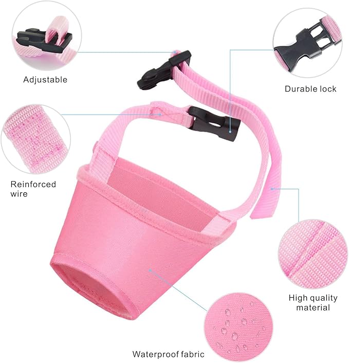 Idepet 1SET Dog Muzzles Suit,7PCS Adjustable Dog Cover Anti-Biting Barking Muzzles for Small Medium Large Extra Dog (Pink,Pack of 7)