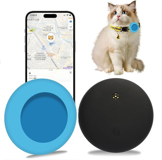 Pet Tracker for Cat, Smart Cat Location Tracker with Holder, MFi Certificated Tracking Device, No Monthly Fee, Works with Find My, Collar Not Included, Not GPS Tracker(iOS Only) - Blue,Small