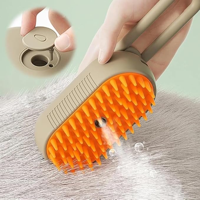Pet Grooming Steam Brush for Dogs and Cats, Rechargeable, Soft and Comfortable, Suitable for Long/Short Hair (Rose Gold)