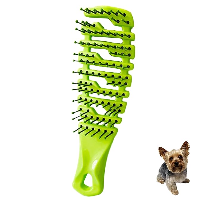Ridge Design Puppy Brush, Soft Bristle Gentle Grooming Tool, Pet Hair Care, Suitable Small Dog : Yorkie, Maltese, Shih Tzu, Maltipoo (Green)