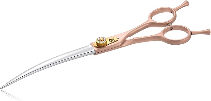 7 Inch Professional Pet Grooming Scissor, 440C Japanese Steel Straight & Curved & Thinning & Chunker Shears/Scissors for Dog Cat and More Pets (7-inch-Grooming Scissors Set 02)