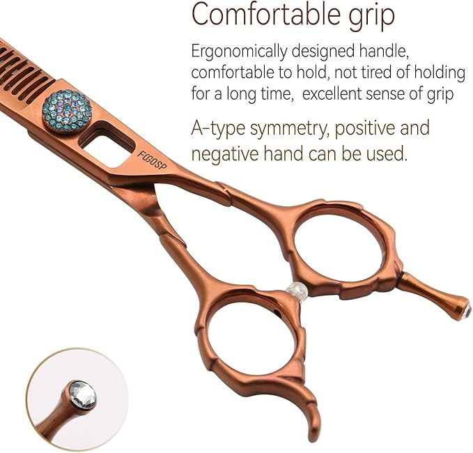 Chunkers Dog Grooming Scissors 7'' Professional Thinning Shears for Small Dogs Pet Grooming Scissors 70% Thinning Rate 18 Teeth High Cobalt Alloy Steel for Groomers(7,Chocolate Chunker)