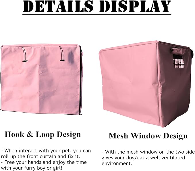 Dog Crate Cover Waterpoof Pink Pet Kennel Covers for Puppy Cat Indoor Outdoor Fit for 1 Door Wire Crate, 43.31x28.74x37.40 Inch