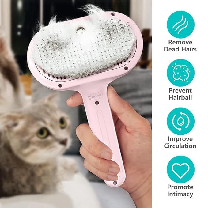 Spray Pet Brush for Shedding, Dog Cat Steam Comb for Pets Grooming with Spray Container EDR Anti-Static Suits for Long&Short Hair Pets