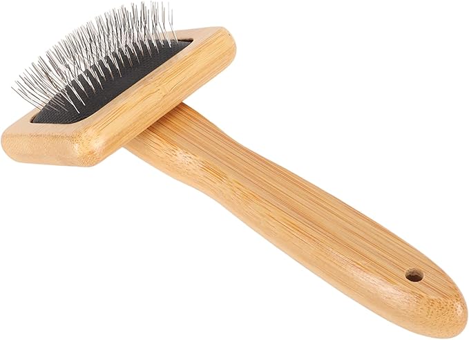 Fockety Sheepskin Wool Brush, Macrame Slicker Comb Pet Slicker Brush with Wood Handle, Removing Shedding and Dirt, All Hair Types, Cats, Dogs, Fabric Care Enthusiasts, All Ages