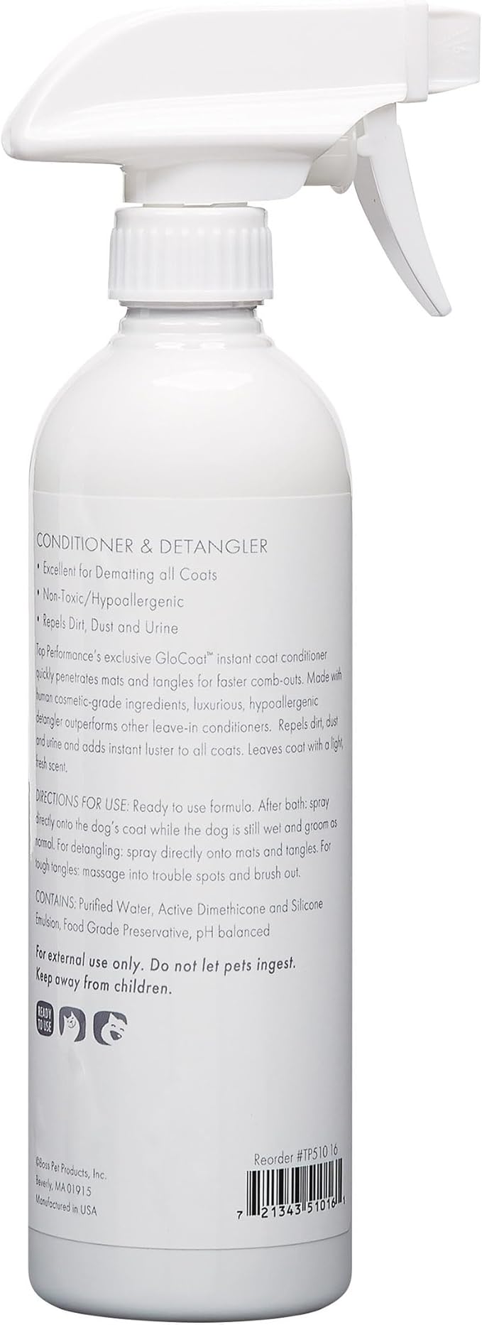 Top Performance GloCoat Pet Conditioner and Detangler, 16 Fl Oz (Pack of 1) (Packaging May Vary)