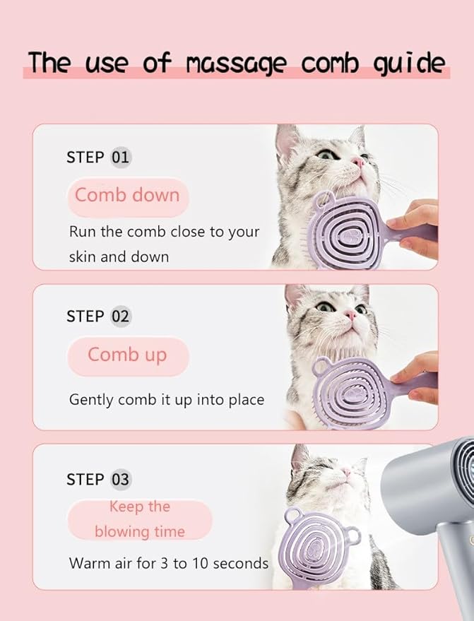 Pet Brush, hair cleaning brush, massage brush, blow brush, Pet Massage, Cleaning & Massaging for Removing Loose Hair, for Small Dogs Puppy Yorkie Poodle Rabbits Cats,