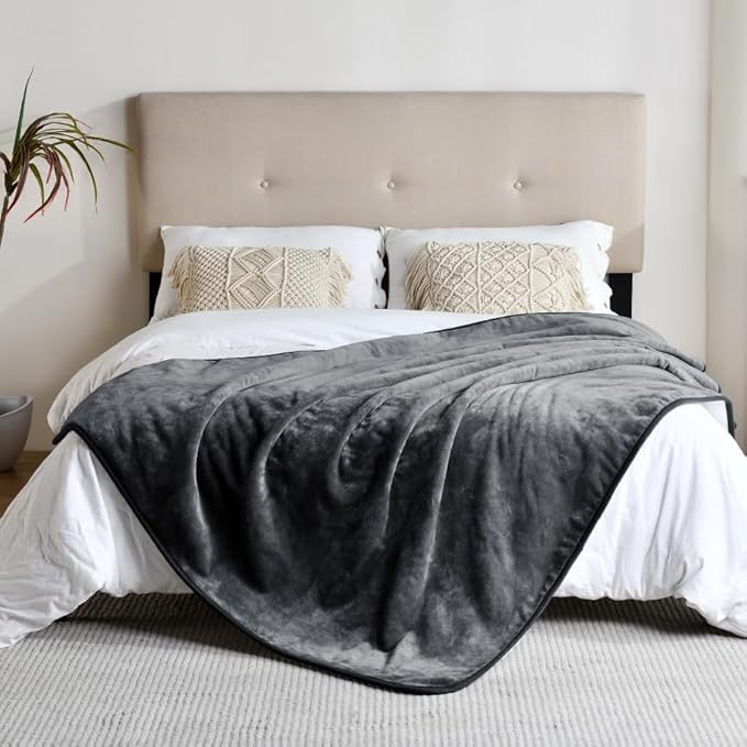 Waterproof Blanket for Bed Couch Sofa, Soft Liquid Pee Proof Pet Blanket for Dog Puppy Cat, Reversible Sherpa Fleece Blanket for Furniture Protector (Dark Grey, 60x80 inches)