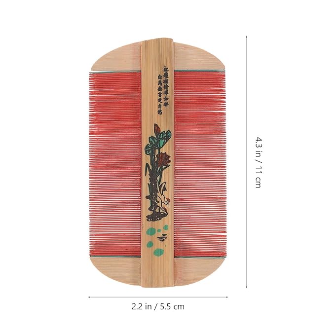 SUPVOX Bamboo Double-Sided Fine Tooth Hair Comb for Dandruff and Removal, Smooth Wooden Comb for Home, Travel, Outdoor