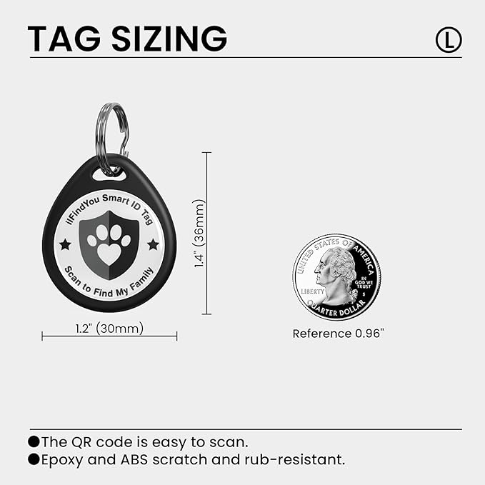 3 Pack Dog Tags Personalized, QR Code Pet ID Tags for Dog Collar, Online Profile, Scan Location Alerts, Black