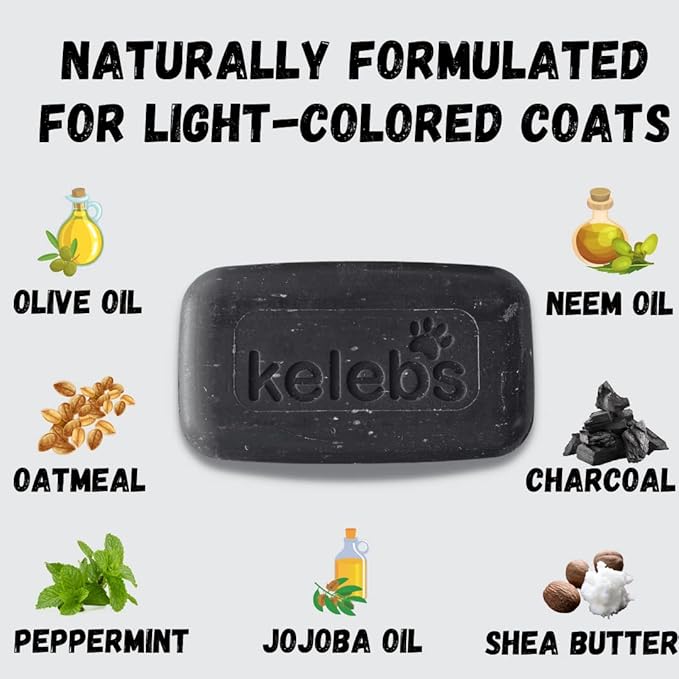 3 Bars - Whitening Dog Shampoo Bar with Charcoal – White Dog Shampoo with Natural Ingredients for Sensitive Skin