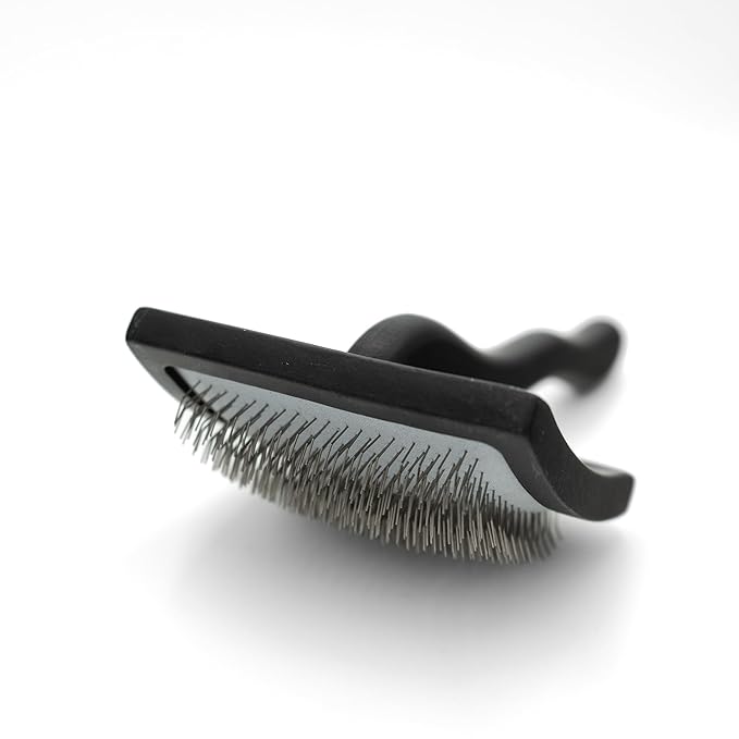 Slicker Brush for Dogs | Professional Dog Shedding Brush and Grooming Comb for Small Dog Breeds and Puppies | Ergonomic and Removes Shedding and Tangled Hair for Shiny Coat - Black