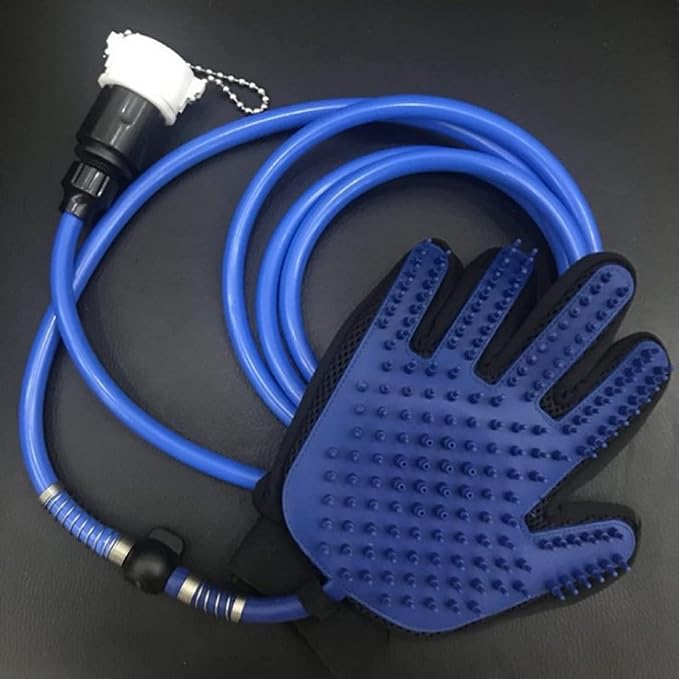 Dog Bath Brush Pro - Sprayer & Scrubber Tool in One Indoor/Outdoor Bathing Supplies Pet Grooming for Dogs or Cats with Long Short Hair Wash Hose Shower Attachment, Blue, 320oz, 0.8 pounds