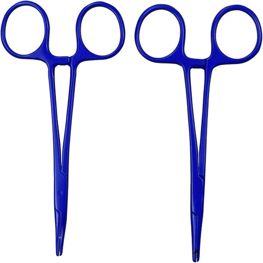 Pet Colourful Stainless Steel Hemostat Hemostatic Forcep,Pet Ear Hair Pull Forcep,Bend Head and Straight Head kit (Blue)