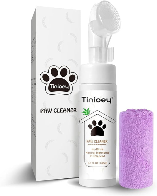 Foaming Paw Cleaner for Dogs and Cats (6.8 oz) | No-Rinse Dandelion Cleanser with Brush and Absorbent Towel (Fragrance Free)