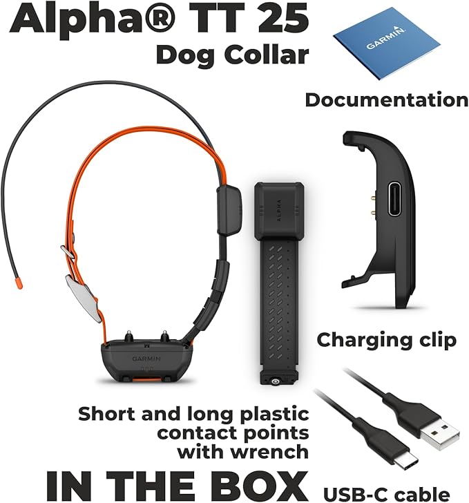 Wearable4U - Garmin Alpha TT 25 GPS Dog Tracking Collar with Leash and Whistle Bundle