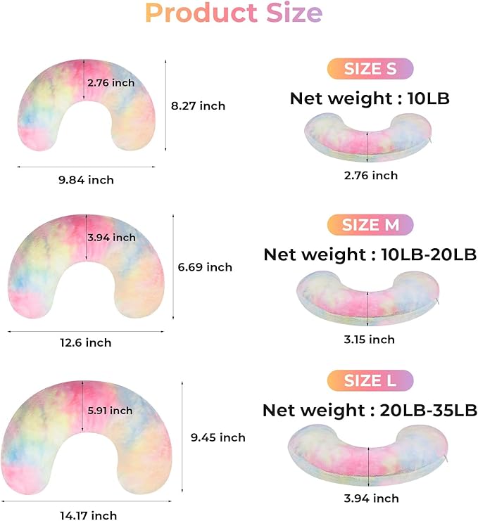 Dog Pillow, U-Shaped Dog Calming Pillow for Pet, Soft Dog Neck Pillow Machine Washable Dog Bed Pillow for Dog and Cat Enhance Sleep Quality(Tie-dye Pink Blue, Large)