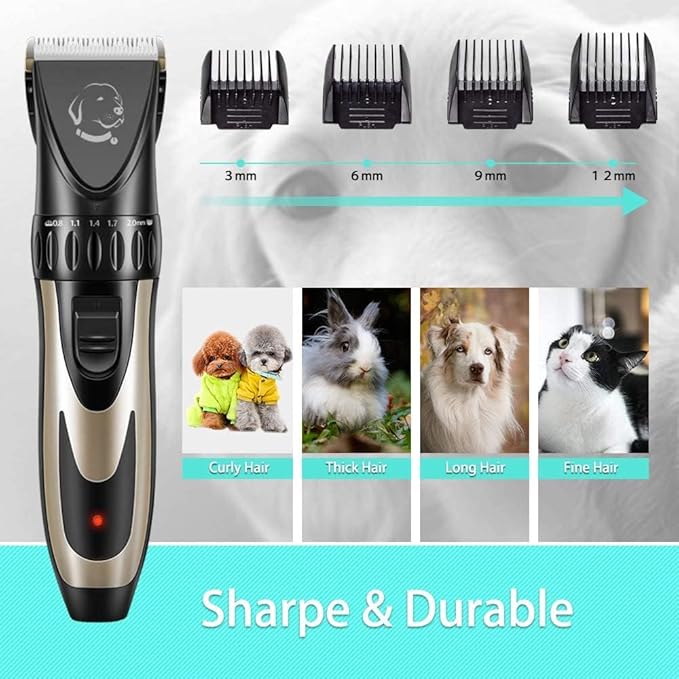 Pet Republique Cordless Dog Shaver Trimmer Kit - Hair Clippers for All Fur Type & All Size Dogs Cats and Pets