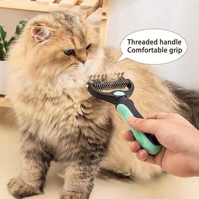 Pet Dematting Tool 2 Pack Double Sided Undercoat Rake & Dematting Comb for Cats and Dogs for Detangling Matted or Knotted Undercoat Hair (Gray & Black, Large)