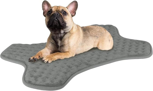Small Dog Mat Washable Gray Memory Foam Crate Bed Pad for Puppy Dog Cushion Mat Anti Slip Flat Dog Cage Padded Mat,28"x20"