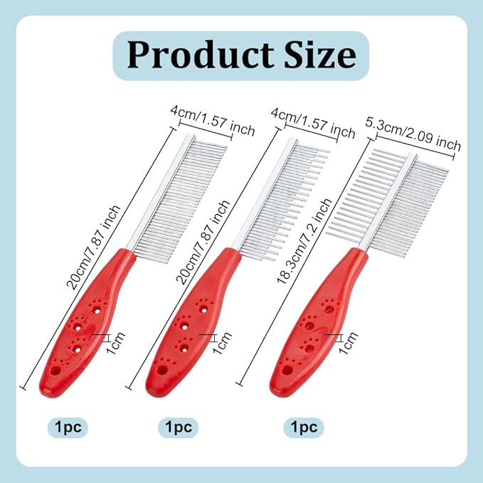 OLYCRAFT 3Pcs 3 Styles Stainless Steel Pet Combs Macrame Fringe Combs Pet Combs with Plastic Handle Metal Tassel Combs Pet Grooming Comb for Removing Tangles and Knots Grooming Tool Tassel Brush