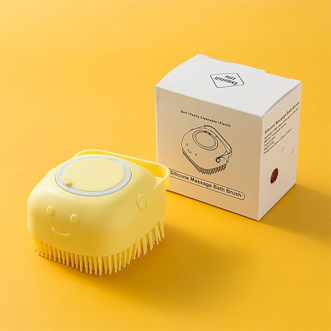 Green Upgrade Automatic Bubble Dispenser and Yellow Pet Bath Brush Combo for Dog and Cat Bathing,Deep Cleaning Pet Fur