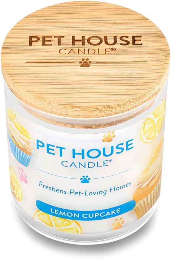 Pet House 9 oz Lemon Cupcake Scented Pet Odor Candle, Clean Burning, Long Lasting, Plant Based Spring, Summer Scented Soy Candle, 60 Hour Burn Time