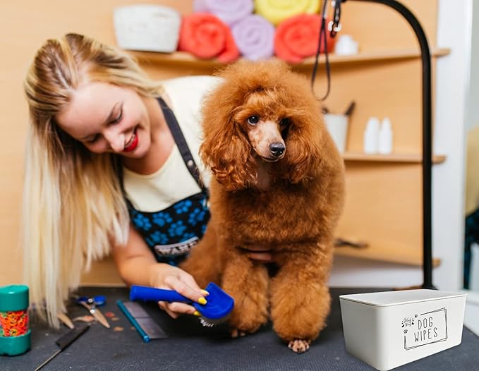 Moorfowl Woof Woof Dog Wipes Dispenser,Upgarde Size(8.2L x 4.9W x 3.9H inches),Grooming Butt Wipes Container Holder for Dog Paw