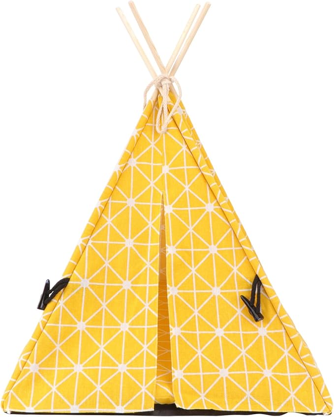 POPETPOP Dog Teepee Tent : Cat Teepee Triangle Pet Teepee Washable Cat Teepee Tent Indoor Dog House for Small Dogs